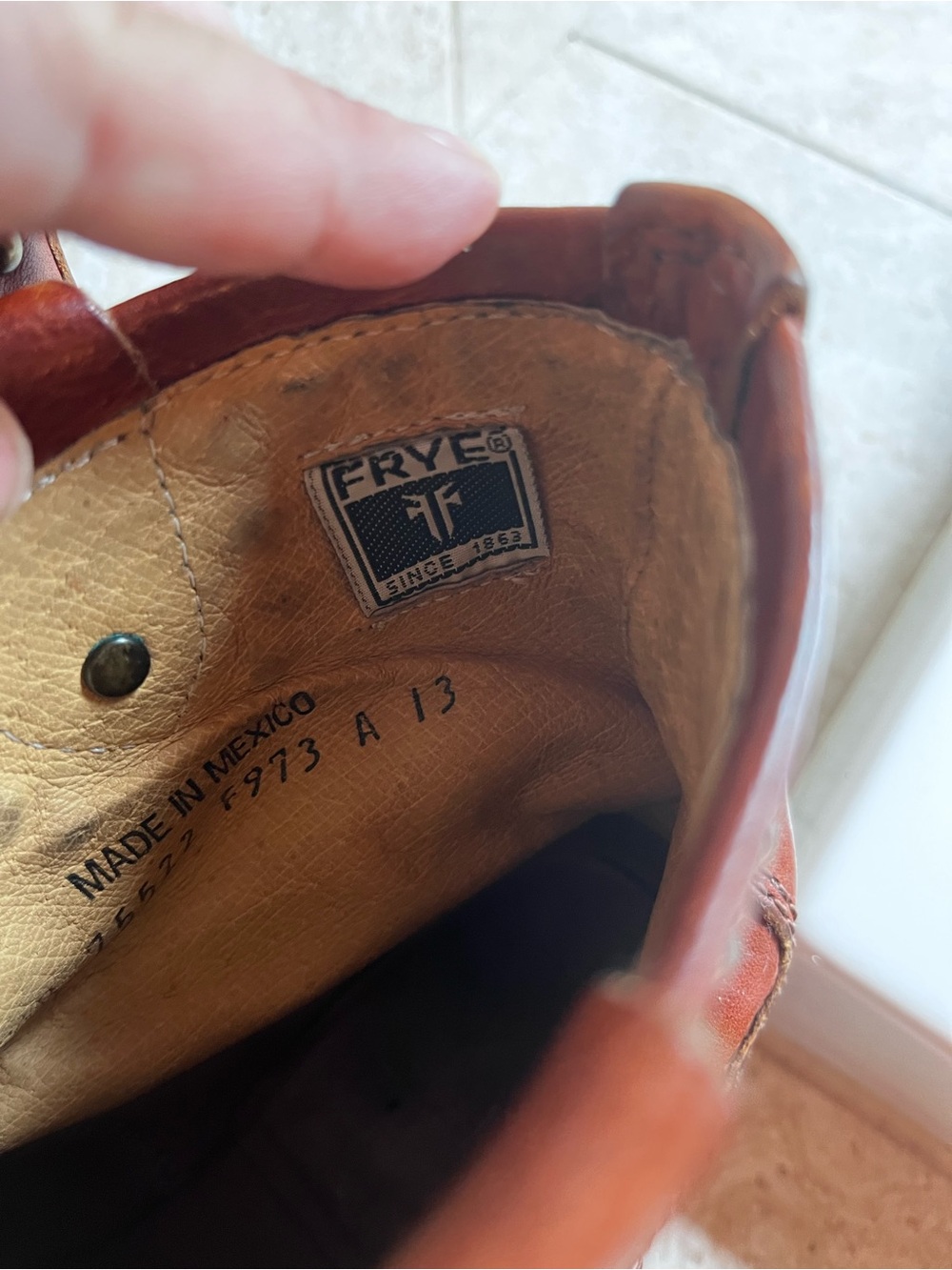 Frye Burnt Orange Leather Boots with Brass Studs - Picture 3 of 7